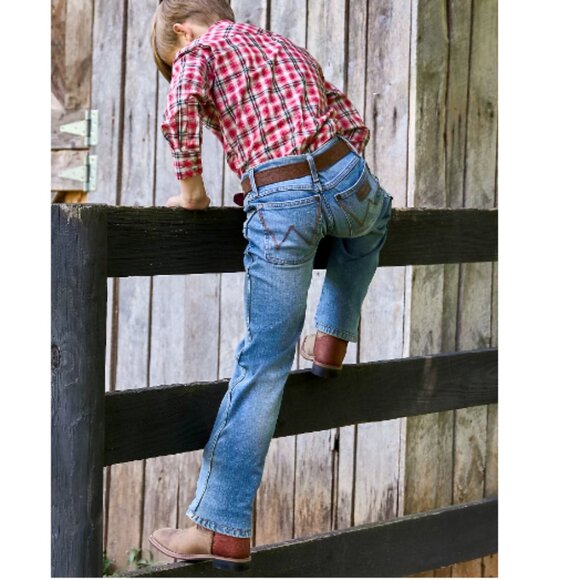 Wrangler Retro Jeans Boys 16 Slim Straight Blue Cowboy Western 28x29.5 Adj Waist - Picture 1 of 11